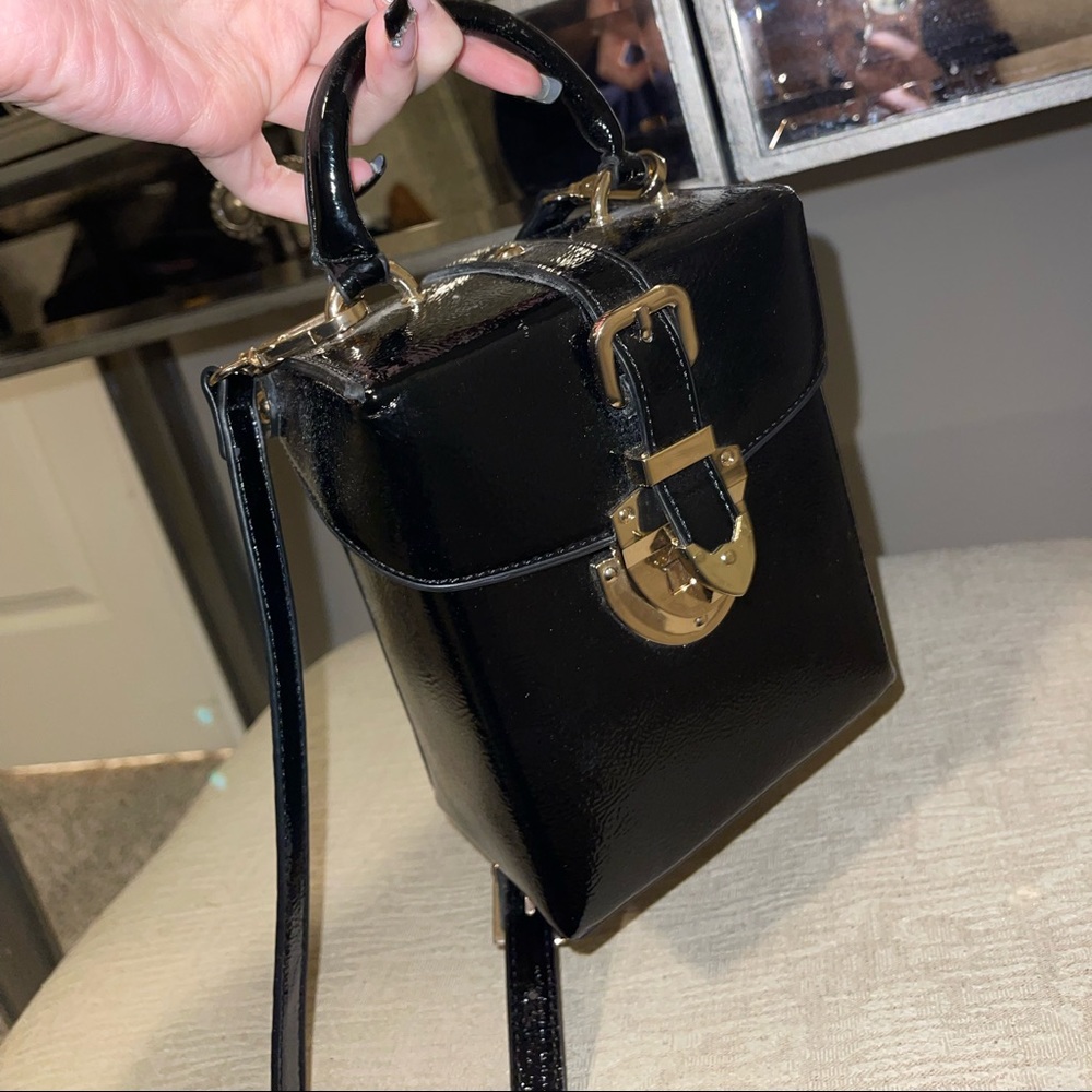 Forever 21 Black Box Clutch and Crossbody Purse
